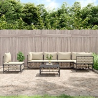 Garden Lounge Set with Cushions Anthracite Poly Rattan