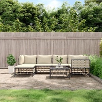 Garden Lounge Set with Cushions Anthracite Poly Rattan