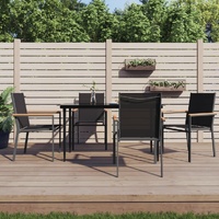 Garden Dining Set Black Textilene and Steel