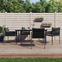 Garden Dining Set with Cushions Poly Rattan and Steel
