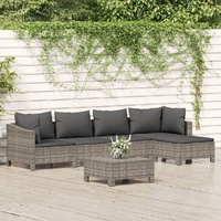 Garden Lounge Set with Cushions Grey Poly Rattan