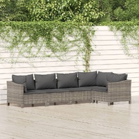 Garden Lounge Set with Cushions Grey Poly Rattan