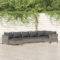 Garden Lounge Set with Cushions Grey Poly Rattan