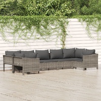 Garden Lounge Set with Cushions Grey Poly Rattan