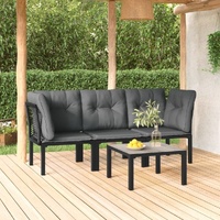 Garden Lounge Set Black and Grey Poly Rattan