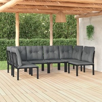 Garden Lounge Set Black and Grey Poly Rattan