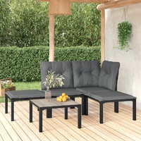 Garden Lounge Set Black and Grey Poly Rattan