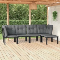 Garden Lounge Set Black and Grey Poly Rattan