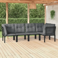 Garden Lounge Set Black and Grey Poly Rattan
