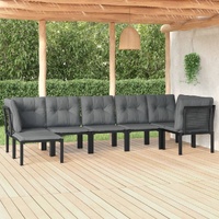 Garden Lounge Set Black and Grey Poly Rattan