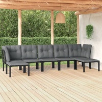 Garden Lounge Set Black and Grey Poly Rattan
