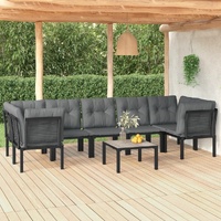 Garden Lounge Set Black and Grey Poly Rattan