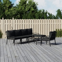 Garden Lounge Set with Grey Cushions Steel
