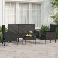 4 Piece Garden Lounge Set with Cushions Poly Rattan