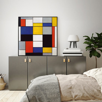 Wall Art 80cmx80cm Large Composition A By Piet Mondrian Black Frame Canvas