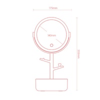Ecoco Smart LED Light Cosmetic Makeup Mirror USB Touch Screen Home Desk Vanity 360° Pink