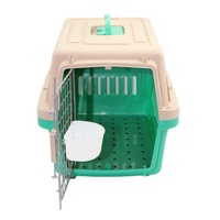 Small Dog Cat Crate Pet Airline Carrier Cage With Bowl and Tray-Green