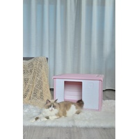 YES4PETS Small Plastic Pet Dog Puppy Cat House Kennel Pink