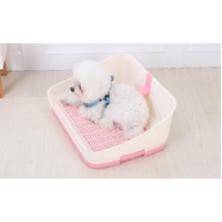 Medium Portable Dog Potty Training Tray Pet Puppy Toilet Trays Loo Pad Mat With Wall Pink