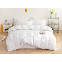 Tufted Diamond Jacquard Super King Size White Duvet Quilt Cover Set