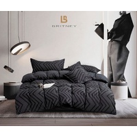 Tufted Boho Wave Jacquard King Size Black Duvet Quilt Cover Set