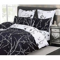 Tree Reversible Double Size Quilt/Duvet Cover Set - Black