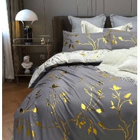 Reversible Design Grey Queen Size Bed Quilt/Duvet Cover Set