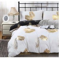 Reversible Design Leaves Queen Size Bed Quilt/Duvet Cover Set