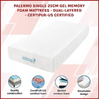 Single 25cm Gel Memory Foam Mattress – Dual-Layered Comfort with CertiPUR-US Certified Foam
