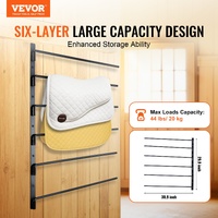 VEVOR Wall Mounted Saddle Rack, 30.9 x 29.9 x 5.5 in, Swing Out Saddle Holder, Six Tiers Horse Saddle Stand, Space Saving Horse Pad and Blanket Rack f