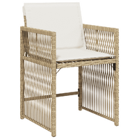 11 Piece Garden Dining Set with Cushions Beige Poly Rattan