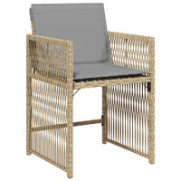 15 Piece Garden Dining Set with Cushions Mix Beige Poly Rattan