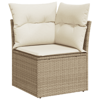 14 Piece Garden Sofa Set with Cushions Beige Poly Rattan