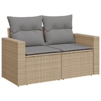 12 Piece Garden Sofa Set with Cushions Beige Poly Rattan