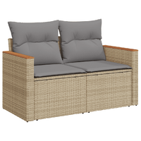 13 Piece Garden Sofa Set with Cushions Beige Poly Rattan