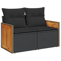 13 Piece Garden Sofa Set with Cushions Black Poly Rattan