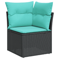 10 Piece Garden Sofa Set with Cushions Beige Poly Rattan