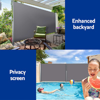 Set of 2 Side Awning Sun Shade Outdoor Blinds Retractable Screen 1.8X3M GR