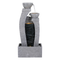 Gardeon Solar Fountain Water Feature Outdoor Fountain Indoor 3-Tier Cascading Grey