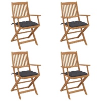 Folding Garden Chairs with Cushions Solid Wood Acacia