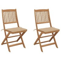 Folding Garden Chairs with Cushions Solid Wood Acacia