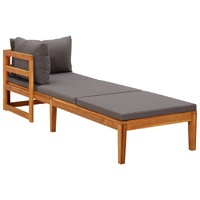 Sun Lounger with Cushions Solid Acacia Wood