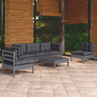 6 Piece Garden Lounge Set with Cushions Solid Pinewood