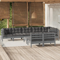 9 Piece Garden Lounge Set with Cushions Solid Pinewood