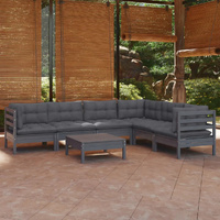 7 Piece Garden Lounge Set with Cushions Solid Pinewood