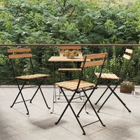 Folding Bistro Chairs Solid Wood Teak and Steel
