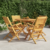 5 Piece Garden Dining Set Solid Teak Wood
