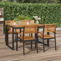 Stackable Garden Chairs Solid Wood Acacia and Metal