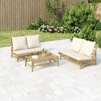 Garden Lounge Set with Cushions Bamboo
