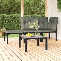 Garden Chair with Cushions Black and Grey Poly Rattan
